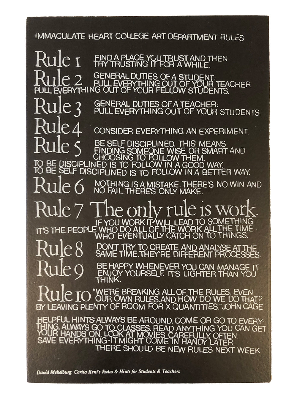 "Art Department Rules" Tile - Black